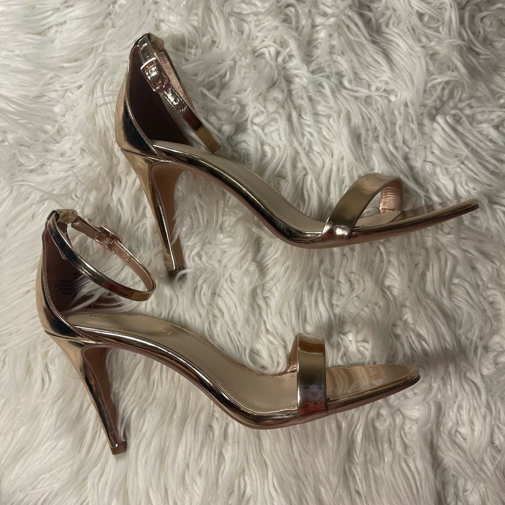 Madden Girl Rose Gold Stiletto Heels with Ankle Straps